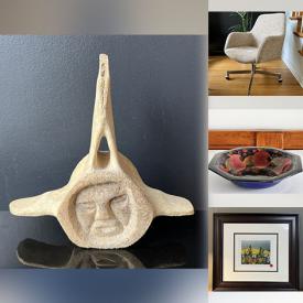 MaxSold Auction: This online auction features Antoinin Dimitrov etching, Indigenous artwork, Arthur Percy floor vase, duck decoys, Jack Siegel painting, head vases, art glass, Lladro figurine, art books, art pottery, costume jewellery, stamps, perfume bottles, Royal Doulton figurines, Pendelfin figurines, Evesham, beer stein, novelty teapot, Portmeirion, teacup/saucer sets, Cranberry glassware, Moorcroft, Hummel, Hoselton sculpture, wine rack, and much, much, more!!!