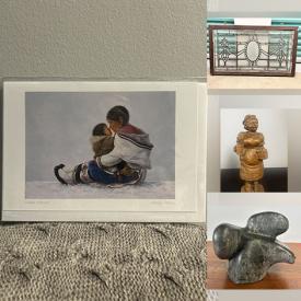 MaxSold Auction: This online auction features antique leather mining cap, wooden sculptures, Dorothy Francis art cards, costume jewelry, men’s clothing, antique leaded stained glass windows, TV, antique shoe lasts, vintage cast iron bank, First Day covers, leather furniture, mirrors, soapstone carving, and more!\n