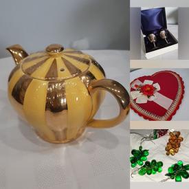 MaxSold Auction: This online auction features Depression glass, art glass, vanity jars, vintage clocks, vintage teapot, gold-rim stemware, vintage perfume bottles, vintage jewellery boxes, crystal decanters, and more!