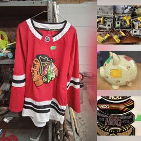 MaxSold Auction: This online auction features Star Wars collectibles, Star Trek collectibles, jerseys, chainsaw, garden tools, power & hand tools, Disney books, Harley Davidson owners patches & pins, piggy banks, vintage crock bottles, kids scooter, vintage tools, and more!