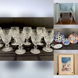 MaxSold Auction: This online auction features art pottery, antique Edwardian chairs, framed song sheets, Ghost chairs, antique Imari, Belleek, Willow Tree, art glass, planters, printer, NIB ceiling fan, original art illustrations, Alberto De Castro print, table linens, and more!