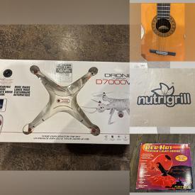 MaxSold Auction: This online auction features fitness gear, painting supplies, drone, guitars, guitar amp, craft kits, Nutra Grill, NIB misting kits, laser light show,  light bulb camera, CDs, musical instruments, sports trading cards, Pokemon cards, and more!