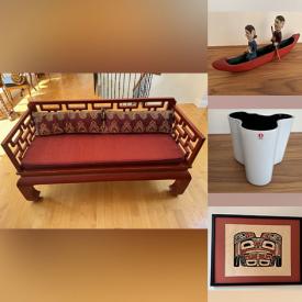 MaxSold Auction: This online auction features Oriental couch, Ron Williams sculptures, art glass, Indigenous artwork, African carvings, art pottery, vintage mixing bowl, vintage Poole pottery, vintage books, coins, banknotes, vintage Burmese lacquerware, stick puppets, and much more!!