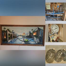 MaxSold Auction: This online auction features French Provincial bedroom furniture, computer desk, sewing machine, stair lift, hand tools, fishing gear, vintage wine press, planter pots, power washer, yard tools, small kitchen appliances, camping gear, vintage scales, decanters, vintage chandelier, TVs, vintage ornate table lamps, glass carboys, patio furniture, garden art, and much, much, more!!!