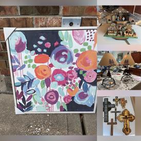 MaxSold Auction: This online auction features faux plants, hanging crosses, art glass, nativities, hurricane candles, small kitchen appliances, pet products, patio furniture, leather couch, metal wall hangings, TV, sleigh bed, solar light, toys, cuckoo clock, and more!