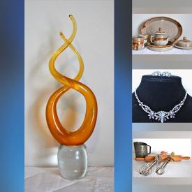 MaxSold Auction: This online auction features collector plates, teacup/saucer sets, games, Willow Tree figurine, art glass, toys, vinyl records, art books, Precious Moments, baby planters, Crabtree & Evelyn commemorative mugs, copper jewellery, Jim Shore angels, Hoselton figurines, perfume bottles, puzzles, art pottery, thimbles, ginger jar, glass insulators, vintage marbles, sewing machine, cookie jar, vintage toys, oil lantern, small kitchen appliances, silver jewelry, costume jewelry, coins, collector spoons, and much, much, more!!!