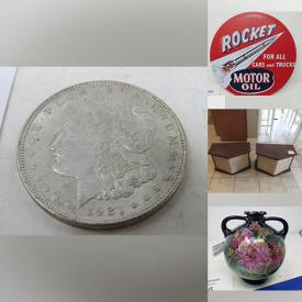 MaxSold Auction: This online auction features Longaberger baskets, metal signs, sports trading cards, Hess vehicles, coins, banknotes, vinyl records, antique crocks, comics, vintage etchings, cast iron toys, sports collectibles, 3D pictures, vintage Cat Meows, DVDs, garden pots, oil lamp, and more!!