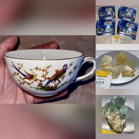 MaxSold Auction: This online auction features collector plates, teacup/saucer sets, DVDs, Willow Tree figurines, china bouquets, art glass, games, Star Wars collectibles, Digimon cards, antique bottles, Star Trek collectibles, women’s clothing, vintage buttons, vintage drawer pulls, Belleek vase, raw gemstones & minerals, children’s books, art pottery, area rug, and more!