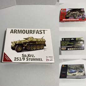 MaxSold Auction: This online auction features infantry, Rangers, engineers, & paratrooper miniature figures, diorama buildings & accessories, model paint sets, and model kits such as Battle of Berlin, Battle at Malinava, military vehicles, and much, much, more!!!