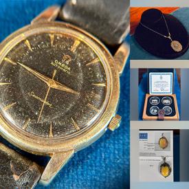 MaxSold Auction: This online auction features fine jewelry, comics, vinyl records, coins, watches, vintage brass bells, Evesham, art glass, art pottery, Swarovski pieces, Carnival glass, doll house furniture, Disney collectibles, collector plates, antique Art Nouveau vase, fashion jewelry, Raku mask, milk glass lamp, Legos, antique cast irons, souvenir spoons, cranberry glass, and much, much, more!!!