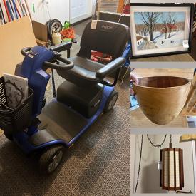 MaxSold Auction: This auction features Teak Dining Set, Lazyboy Recliners, Brass Decor, Crystal and Glassware, Carved Bowl, Artwork, Worldwide Collectibles, Dinnerware, Linens, Health Aids, Stairlift,  Books, Bookcases,  Vintage Sports Medals, Ceremonial Sword, Tools, Scooter and much much more!