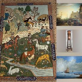 MaxSold Auction: This online auction features original oil paintings, Boulle-style cabinet, decanter set, Tiffany-style lamps, Chinese black lacquer cabinet, starburst mirror, tile art, Kieff bronze statuette, oil lamp, Asian cloisonne pieces, mantel clocks, collectible teapots, bronze figurines, decorative masks, wooden sculptures, Imari plate, art glass, vintage sofa, Moorcroft lamps, bronze Fu dogs, Asian apothecary chest, snuff bottles, soapstone carvings, Chinese carved armchair, trinket boxes, Swarovski figurines, and much, much, more!!!n