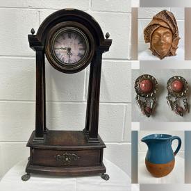 MaxSold Auction: This online auction features snorkel gear, vintage clock, art glass, leather wall mask, art pottery, antique brass lamp, John Perry sculpture, vintage barameters, candle lanterns, vintage wood sculptures, collectible tins, children’s books, vintage jewerly, toys, women’s clothing, golf clubs, and much, much, more!!!