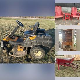 MaxSold Auction: This online auction features zero-turn mower, counter stools, beauty appliances office furniture, roll top desk, toys, nesting dolls, vintage rolling pin collection, antique spinning wheel, chicken brooding equipment, incubators, chicken coop kit, Adirondack chairs, bikes, sports equipment, hardware, power & hand tools, sheep shears, rough sawn pine boards, maple bowling alley, pet products, and much, much, more!!!