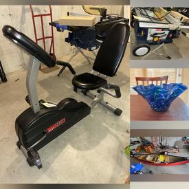 MaxSold Auction: This online auction features area rugs, desk & chair, sectional sofas, games, live plants, yarn, stained glass lamp, doll furniture, outdoor toys, adjustable bed, jewelry chest, children’s books, drafting tools, TV, bunk beds, vintage dresser, utility shelves, fitness gear, exercise equipment, power & hand tools, toys, hardware, plumbing supplies, Belleek, small kitchen appliances, art pottery, art glass, Longaberger baskets, fishing gear, bikes, patio heater, garden tools, canoe, patio furniture, and much, much, more!!!