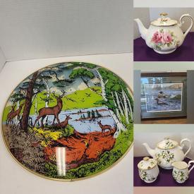 MaxSold Auction: This online auction features vintage Cupid table lamp, Belleek, stained glass ceiling light, Disney collectibles, wood carving, Indigenous artworks, art glass, wood mask, comics, original etchings, art pottery, teacup/saucer sets, Evesham, Hummels, coins, costume jewelry, Clifton Fred art cards, Enigma coding machines, and much, much, more!!!