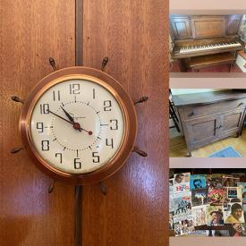 MaxSold Auction: This online auction features antique tables, vintage lamps, vintage duck decoys, office supplies, Toby jugs, vintage kitsch egg cups, comics, vinyl records, small kitchen appliances, vintage upright piano, vintage ashtrays, vintage organ, antique dome top trunk, art Deco nightstand, games, Meccano, sewing machine, comics, power & hand tools, fishing gear, antique inkwells, cedar chest, puzzles, antique books, and much, much, more!!!