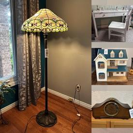 MaxSold Auction: This online auction features Tiffany-style floor lamp, binoculars, desk & chair, vintage rattan/glass table, Sentry safe, bar fridge, bell collection, dollhouse, metal wall art, art glass, decorative plates, Tonala vase, mini foosball table, fitness gear, pet products, ring lights, power & hand tools, garden art, antique mantel clocks, art pottery, Limoges, metal sculpture, novelty teapot, and more!