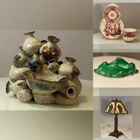 MaxSold Auction: This online auction features art pottery, vintage slag glass lamps, Bennington pottery, oil lamps, Bunnykins, teacup/saucer sets, novelty teapots, bronze sculptures, art glass, antique Limoges, Royal Doulton figurine, and more!