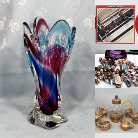 MaxSold Auction: This online auction features KLM houses, art glass, Carlton ware, art pottery, crystal decanters, decorative plates, cameras, The Beatles collectibles, perfume bottle, Hoselton sculpture, vintage ginger jar, teacup/saucer sets, vintage Carnival mask, Legos, toys, sports trading cards, sports collectibles, and more!