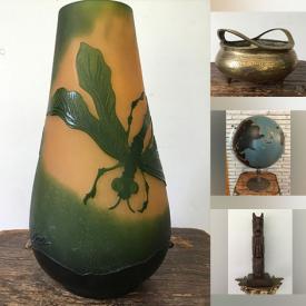 MaxSold Auction: This online auction features Indigenous artwork, Fenton glass, Cranberry glass, teacup/saucer sets, miniature cloisonne boxes, art glass, Beswick bird decanter, vintage copper Buddha, vintage tin, Chinese teapot, vintage Pyrex, antique pottery jug, Imari plate, and more!