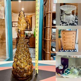 MaxSold Auction: This online auction features vintage studio pottery, vintage McCoy canisters, art glass, vintage ginger jars, vintage glass bottles, vintage gemstone jade tree, vintage wicker, teak dresser, MCM lamps, vintage Genie bottles, and more!
