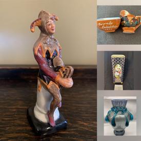 MaxSold Auction: This online auction features Pez dispensers, Royal Copenhagen plates, vintage Amber glass, Royal Doulton figurines, vintage enameled vases, soapstone carving, vintage insulators, milk glass, art glass, jade carvings, vintage biscuit barrels, Limoges, wood carvings, Toby mugs, Cranberry glass, vintage ashtrays, vintage Royal Haeger pottery, The Royals memorabilia, antique bottles, oil lamps, table lighters, Hummels, Carnival glass, decanters, Lladro figurines, decorative spoons, Blue Mountain Pottery, comics, fishing gear, sports trading cards, teacup/saucer sets, sports collectibles, perfume bottles, Moorcroft, vintage cedar chest, vintage tins, and much, much, more!!!