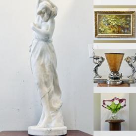MaxSold Auction: This online auction features carved jade sculpture, art glass, Art Deco table lamp, electric guitar, wood carvings, novel teapot, MCM table lamp, West German pottery, snuff jar, antique signal lantern, wood carved tribal mask, Toby mug, vintage enameled art, and much, much, more!!!