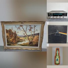 MaxSold Auction: This online auction features neon bar sign, vintage violin, wooden carving, art glass, stamps, sports trading cards, comics, Blue Mountain Pottery, Legos, MCM metal sculpture, desktop lamps, vinyl records, watches, vintage Pyrex, stereo components, and much, much, more!!!