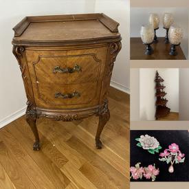MaxSold Auction: This online auction features Lladro figurine, oak bedroom furniture, collector model cars, women’s shoes & boots, vintage Zinc trinket boxes, home health aids, oil lamps, Trisha Romance print, estate jewelry, small kitchen appliances, hand tools, office supplies, barrister bookcase, crystal decanter, collector plates, TV, Depression glass, bone china flowers, mantel clocks, women’s clothing, area rugs, jewelry armoires, statement necklaces, new beauty products, Hummels, and much, much, more!!!
