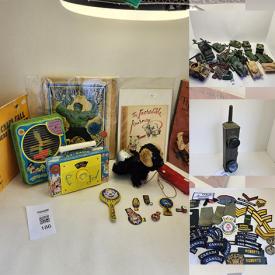 MaxSold Auction: This online auction features costume jewelry, collectible thimbles, video games, vintage kids books, Lego kits, Star Wars collectibles, Wade figurines, antique ink well, art glass, Avon bottles, Ty collection, Disney collectibles, vintage ephemera, toys, vintage tins, sports collectibles, belt buckle collection, antique books, Depression glass, Blue Mountain Pottery, comics, coins, stamps, vintage honey container collection, vintage ashtrays, Uranium glass, DVDs, office supplies, vinyl records, retail supplies, stained glass windows, and much, much, more!!!