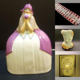 MaxSold Auction: This online auction features Art Deco lamp, stick pins, gold, silver & costume jewellery, souvenir spoons, vintage charms, art glass, Royal Doulton figures, Beswick figure, vintage head vases, Moorcroft bowl, Art Deco inkwell, art pottery, garden pot, antique kitchen tools, Uranium glass, cranberry glass, child’s sewing machine, Bunnykins, teacup/saucer sets, dollhouses, coins, Depression glass, antique books, and much, much, more!!!