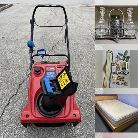MaxSold Auction: This online auction features bar stools, antique crystal decanter set, art glass, party supplies, sports equipment, snowblower, bricks, yard tools, and more!