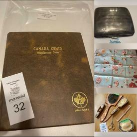 MaxSold Auction: This auction features Hermes Scarf, Stamps, Luggage, DVD's, Beauty Products, Children's Books, Bobbsey Twins Books, Serving Pieces, Puppets,Vintage Compacts , Celluloid Vanity Set, Mirror, Lighting, Villeroy Boch Crystal Candleholders, Jewelery, Brass Decor,  Hats, Uncut $2 Bills, Household Cleaners, Watches, Artwork and Much Much More!