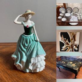 MaxSold Auction: This online auction features collector plates, porcelain figurines, soapstone carving, Royal Doulton figurines, Nao figurines, chinoiserie furniture, floor & table lamps, Chinese floor vase, vintage Sadler teapot, Delft houses, beer steins, art pottery, curio cabinets, executive desk, sewing machine, snowblower, and much more!