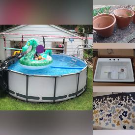 MaxSold Auction: This online auction features above ground pool, planter pots, cast iron workstation sink, area rug, vintage glass door knobs, power tools, Pokemon cards, DVDs, men’s clothing, trumpet lamp, toys, fire bowl, patio furniture, and more!