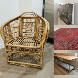 MaxSold Auction: This online auction features Bentwood bar stools, printer, pine butter box, area rugs, rattan furniture, butcher block island, leather sofa, art books, stereo components, and more! \n