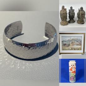 MaxSold Auction: This online auction features art glass, vintage Pyrex, abstract sculptures, Art Deco coffee set, vintage stained glass, brass collectibles, Benjamin Chee Chee print, vintage jewelry, vintage watches, Asian carvings, perfume bottle, costume jewelry, snuff bottles, silver jewelry, and more!!\n