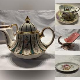 MaxSold Auction: This online auction features Blue Mountain pottery, Carnival glass, collector plates, Denby stoneware, espresso set, Depression glass, teacup/saucer sets, Sadler teapot, Hull pottery, Royal Copley bird figures, and much, much, more!!