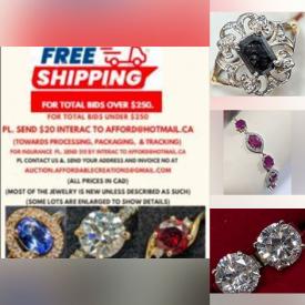 MaxSold Auction: This online auction features gemstone jewelry, silver jewelry, gold jewelry, coin, jewelry findings, and loose gemstones such as diamonds, sapphires, peridots, emeralds, labradorite, mooonstones, topaz, rubies, garnet, opals, and more!