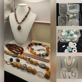 MaxSold Auction: This online auction features costume jewellery, silver jewellery, jewellery display fixtures & boxes, office supplies, beads such as pearls, onyx, flourite, rose quartz, amethyst, tourmaline, abalone shells, turquoise, topaz, lapis, glass, jade, crystals, and jewellery making tools & supplies, art supplies, and loose gemstones such as sapphires, emeralds, aquamarine, chalcedony, quartz, and much, much, more!!!
