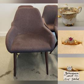 MaxSold Auction: This online auction features vintage costume & fine jewelry, table & floor lamps, patio set, baker’s shelving, area rugs, children’s books, teacup/saucer sets, brass lamps, DVDs, Blu-Rays, TV, and more!