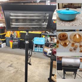 MaxSold Auction: This online auction features Le Creuset, soapstone carving, beauty appliances, art supplies, small kitchen appliances, TV, portable canopy, humidifier, craft supplies, air purifier, pet products, patio heater, wine rack, Hummels, teacup/saucer sets, decorative plates, vintage amber glassware, patio furniture, pellet grill, and more!
