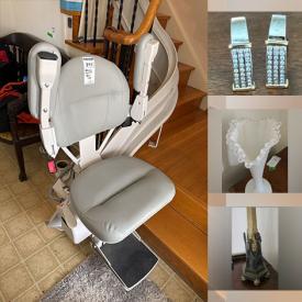 MaxSold Auction: This online auction features stair lifts, Fenton glass, Anthes-Baetz dining table & chairs, Tom Thomson print, antique sideboard, hospital beds, art pottery, watches, Blue Mountain Pottery, games, live plants, Buddha statue, Evesham, copper pots, small kitchen appliances, Dresden angels, Belleck, collector plates, area rug, patio furniture, vintage trunk, office supplies, upright freezer, home health aids, hand tools, hardware, wheelchairs, plant pots, garden tools, BBQ grill, men’s & women’s clothing, printer, computer accessories, and much, much, more!!!