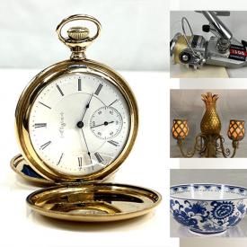 MaxSold Auction: This online auction features sterling silver jewelry, vintage Corning Ware & Pyrex, fishing gear, art books, vintage books, MCM chandelier, skis, vintage porcelain doll, vinyl records, vintage teapots, wood carvings, Royal Doulton figurines, DVDs, vintage cabinet cards, and more!