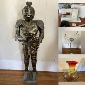 MaxSold Auction: This online auction features coins, jewelry, power & hand tools, African drum, NIP HotWheels, antique tools, small kitchen appliances, Fenton glass, suit of armor statue, sewing machine, art glass, art books, vintage postcards, Japanese sake set, and more!