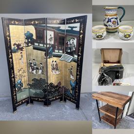 MaxSold Auction: This online auction features Chinese folding screen, vintage Asian tea set, vintage Majoilca teapot, art pottery, novelty teapot, fabric, tripods, art supplies, original artwork, yarn painting, botanical prints, Robert Weil art prints, and more!
