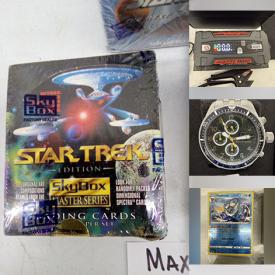 MaxSold Auction: This online auction features sports trading cards, vintage silverware, Star Trek collectibles, Pokémon cards, coins, watch, buttons, video game consoles, fishing gear, vinyl records, DVDs, Legos, hand tools, vintage Pyrex, toys, power tools, and more!
