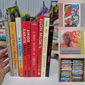 MaxSold Auction: This online auction features vintage books, Manga books, video games, Blu-Rays, comics, art books, Harry Potter cards, vinyl records, autographed books, board game, DVDS, CDs, and more!