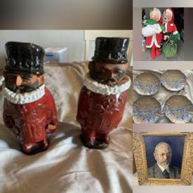 MaxSold Auction: This online auction features Starbucks collectibles, quilts, Fenton glass, rabbit collectibles, Annalee collectibles, Boleslawiec pottery, art glass, antique Hull cookie jar, novelty teapots, collector plates, women’s shoes, turquoise & costume jewelry, and more!